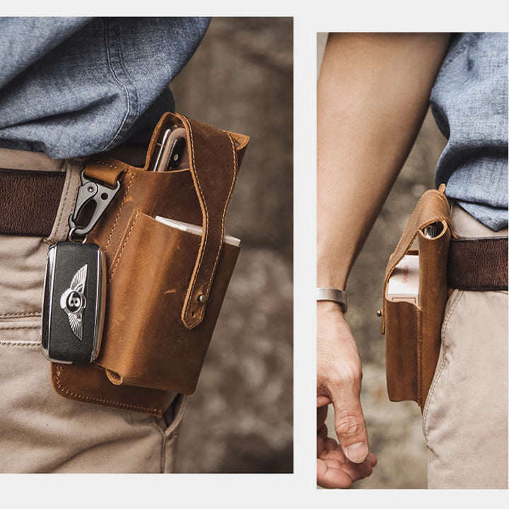 Retro EDC Genuine Leather Phone Bag Waist Bag