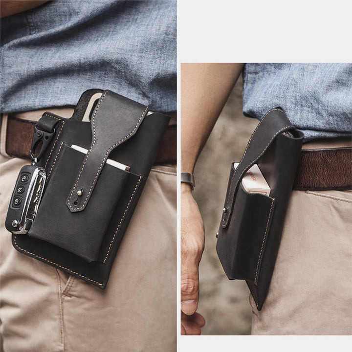 Retro EDC Genuine Leather Phone Bag Waist Bag