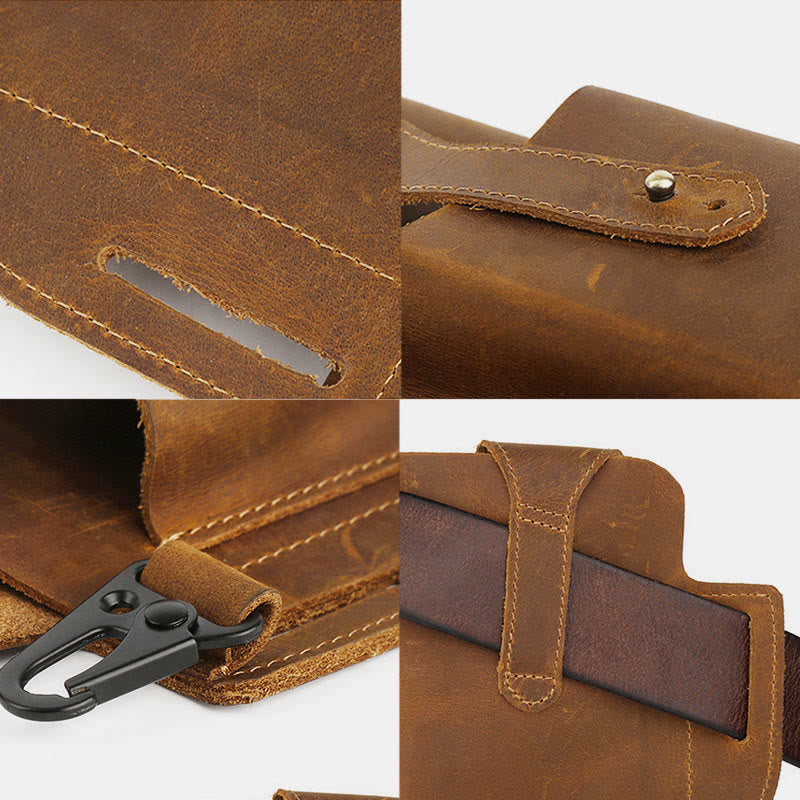 Retro EDC Genuine Leather Phone Bag Waist Bag