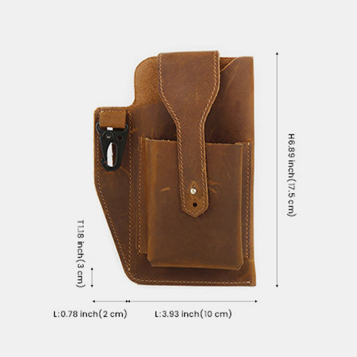 Retro EDC Genuine Leather Phone Bag Waist Bag