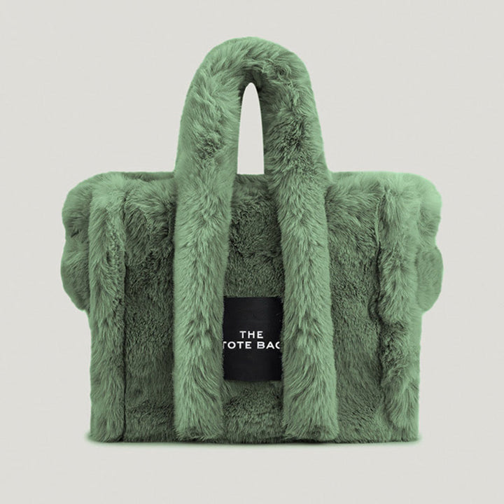 Solid Plush Handbag For Winter Soft Wide Strap Crossbody Bag