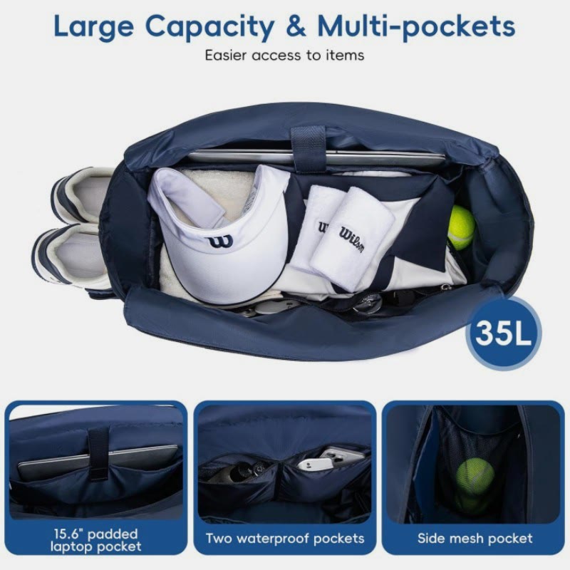 Waterproof Quilted Racket Bag Tote for Tennis Picketball Tote Shoulder Bag - image 2