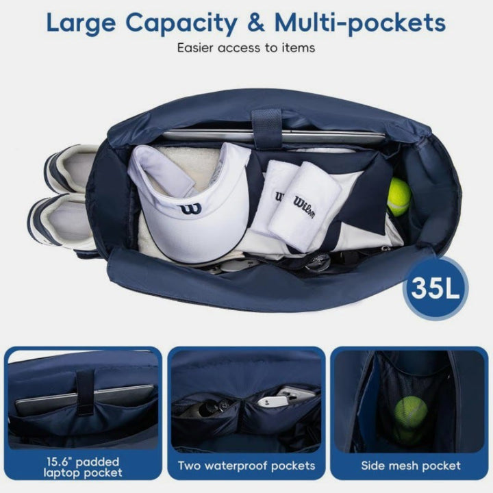 Waterproof Quilted Racket Bag Tote for Tennis Picketball Tote Shoulder Bag - image 2