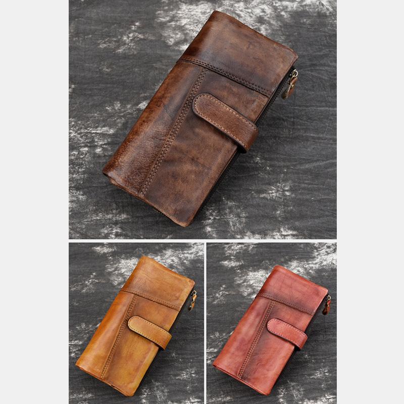 RFID Genuine Leather Long Wallet Purse