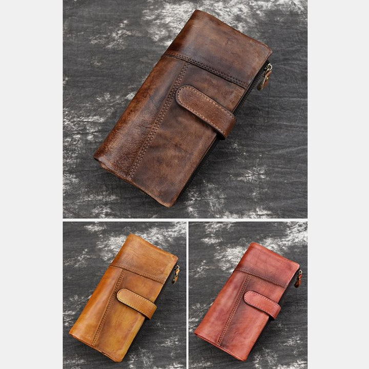 RFID Genuine Leather Long Wallet Purse