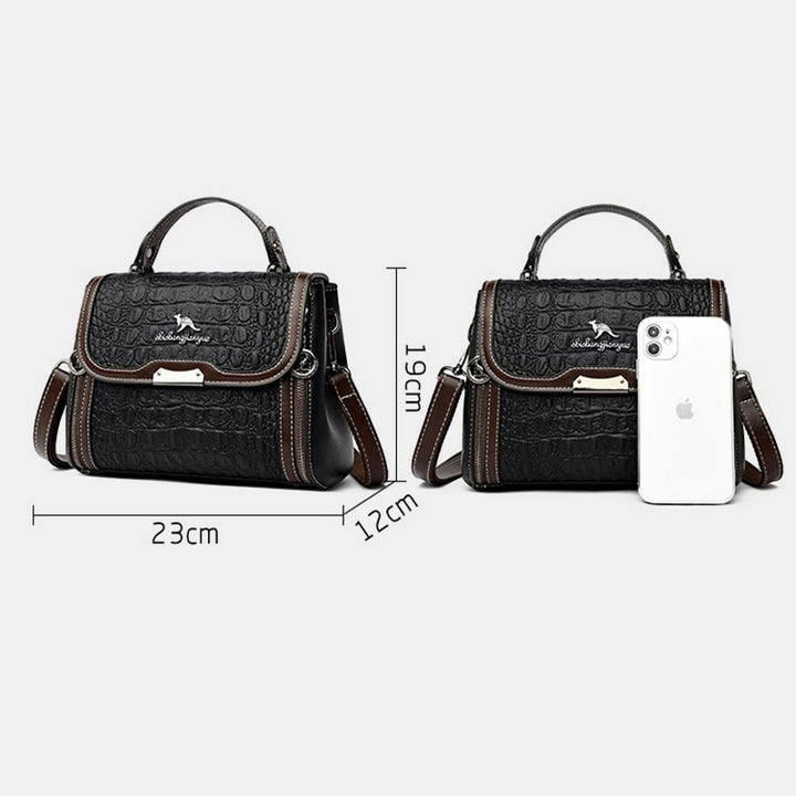 Crocodile Print Handbag For Women Roomy PU Leather Crossbody Bag