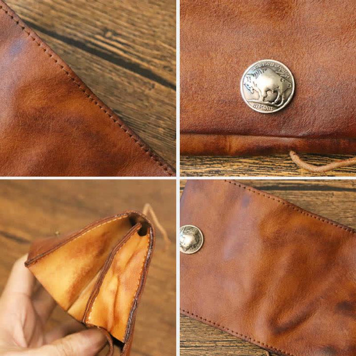 Retro Handmade Genuine Leather Card Holder Wallet for Men Women - image 14