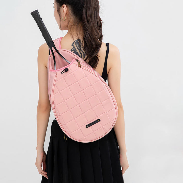 Racket Bag For Women Plaid Pattern Waterproof Polyester Crossbody Bag - image 3