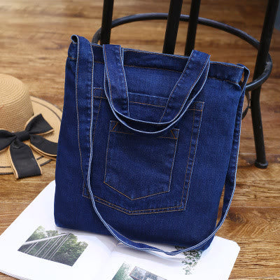 Denim Tote For Outing Retro Canvas Ripped Crossbody Bag - # C - DarkBlue - image 21
