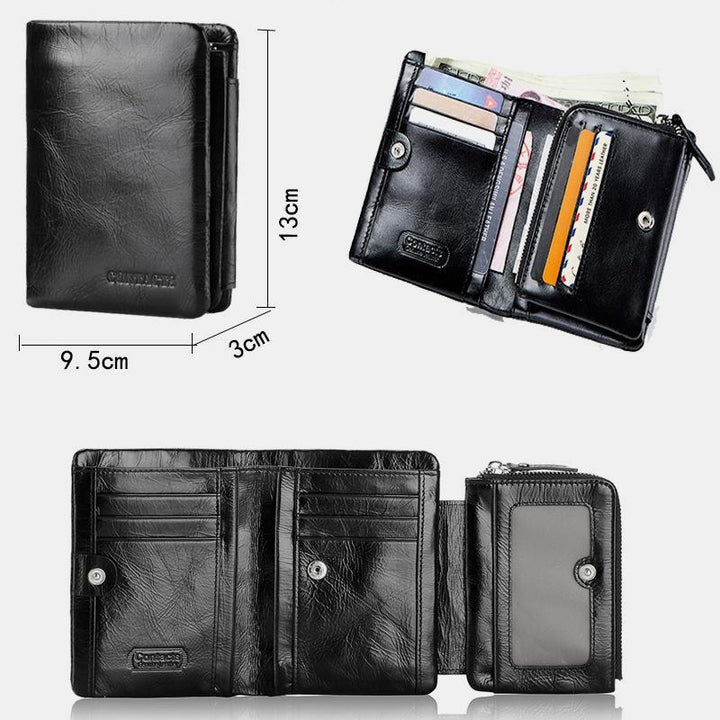 High Capacity Vintage Leather Trifold Wallet