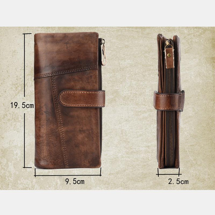 RFID Genuine Leather Long Wallet Purse