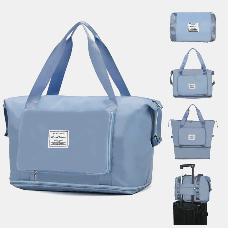 <Shipped within 24 hours> Versatile Duffel Bag Foldable Tote Handbag for Sports Travel - LightBlue - image 0