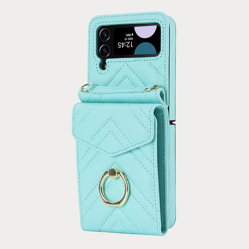 Phone Case For Daily Z Flip Series Quilted Leather Case