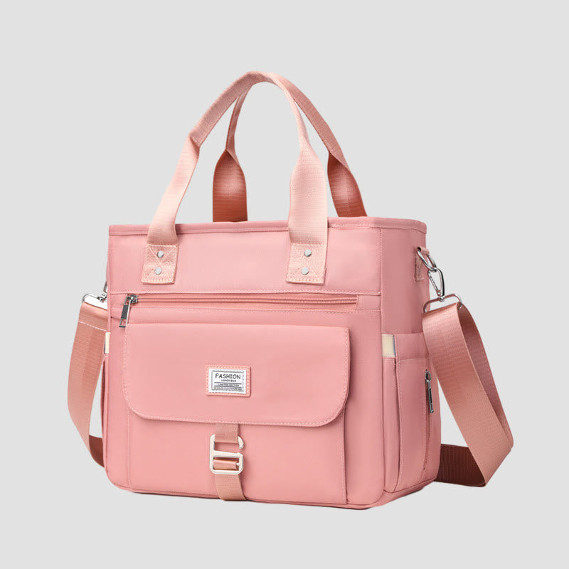 Tote For Outdoor Picnic Portable Multifunctional Waterproof Nylon Lunch Bag - Pink - image 1