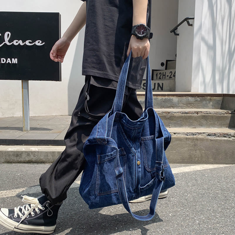 Denim Tote Bag For Women Large Capacity Crossbody Bag - image 2