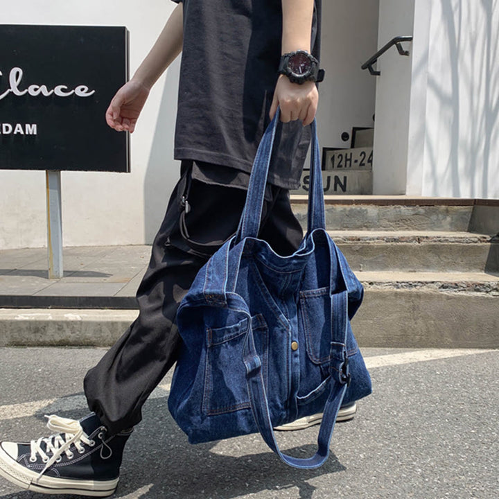 Denim Tote Bag For Women Large Capacity Crossbody Bag - image 2
