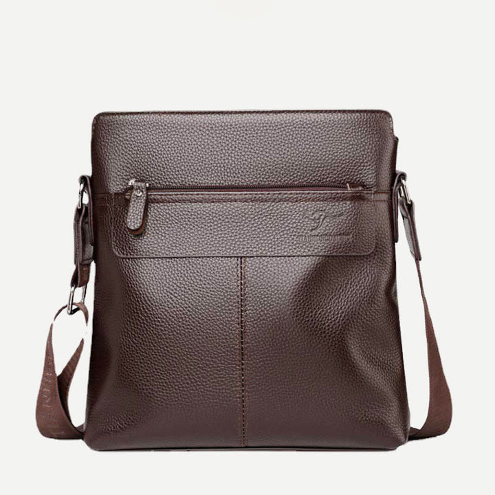Messenger Bag for Men Lychee Pattern Genuine Leather Business Backpack