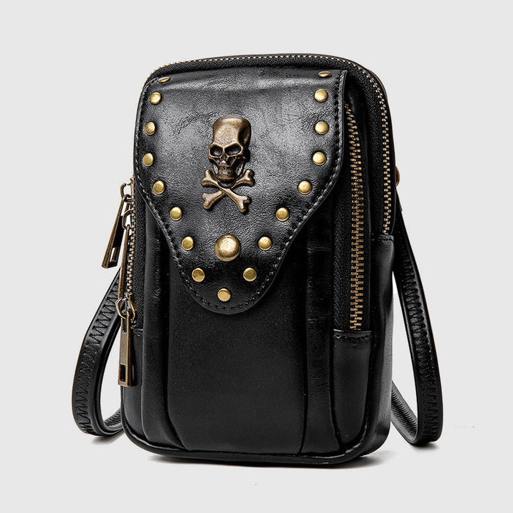 Phone Bag For Women Black Punk Style Portable Travel Bag