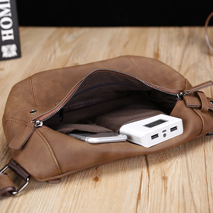 Retro Sling Bag For Men Riding Lightweight Crossbody Chest Daypack