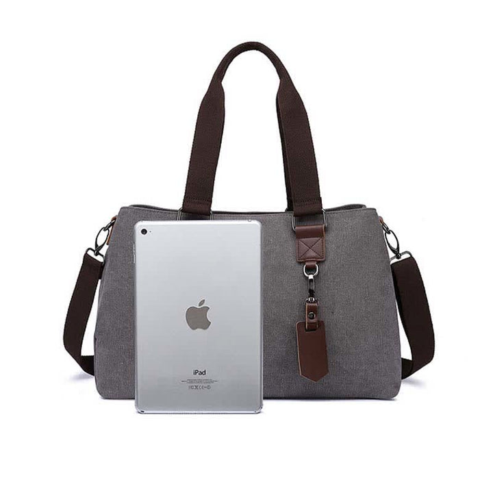 Triple Compartment Canvas Totes Handbag Multifunction Casual Crossbody Shoulder Purse