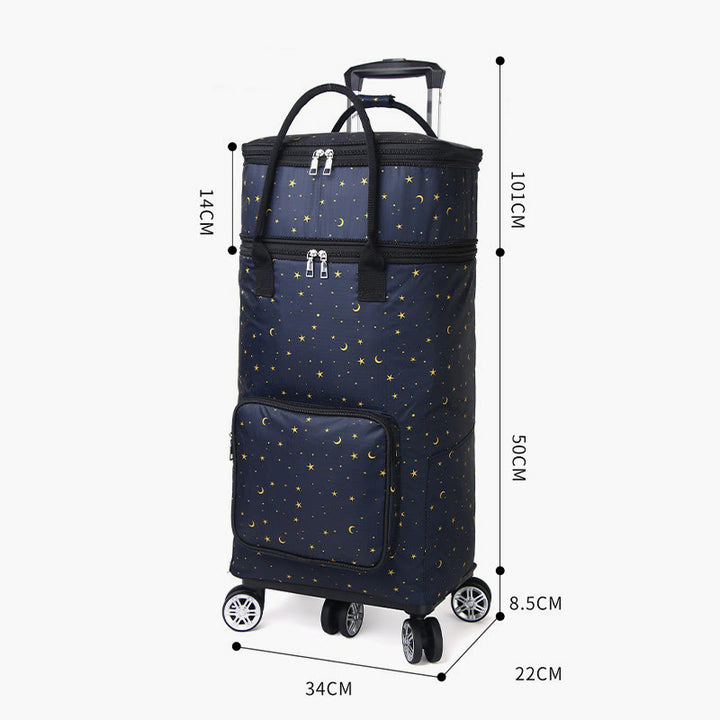 Collapsible Shopping Cart For Women Portable Tinfoil Preservation Rollig Tote