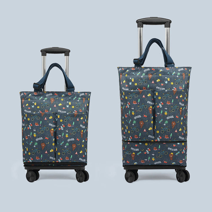 Tote Bag For Women Shopping Folding Removable Wheel Cart