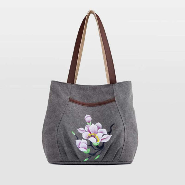 Multi-Pocket Casual Canvas Tote Handbags for Women Shoulder Bag Top-Handle Satchel