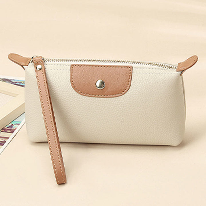 Handheld Leather Clutch Lightweight Large Space Wrist Zipper Wallet