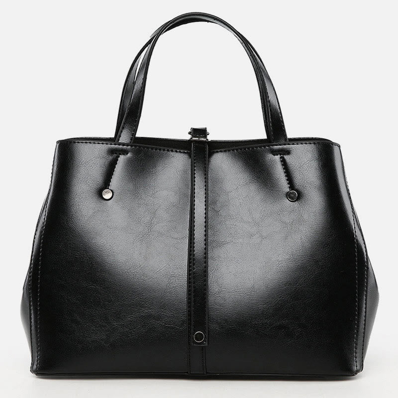 Minimalist Tote Pure Color Leather Crossbody Handbag For Women - Black - image 17