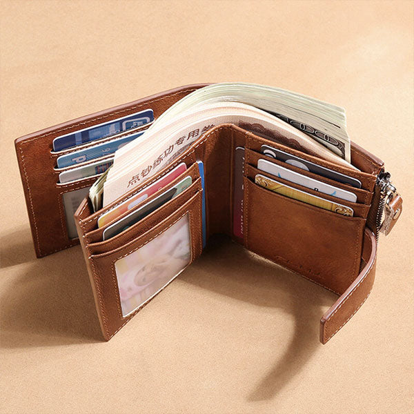 RFID Anti-Theft Multi-Card Slots Large Capacity Genuine Leather Wallet