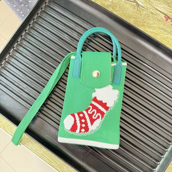 Christmas Style Phone Bag For Women Knitted Crossbody Bag