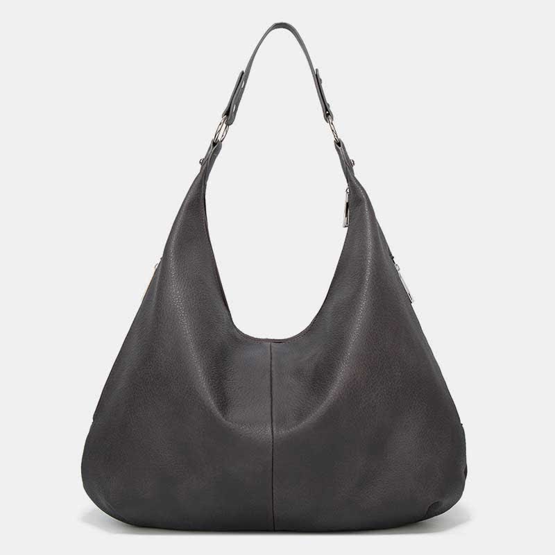 Large Soft Leather Hobo Bag Handbag Tote Everyday Purse for Women - DimGray - image 18