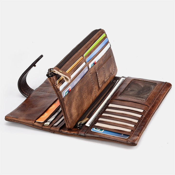 RFID Genuine Leather Long Wallet Purse