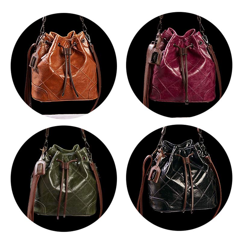 Womens Drawstring Bucket Hobo Handbag Crossbody Shoulder Bag with 2 Detachable Straps