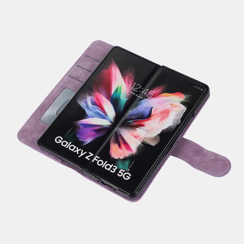 Wallet Case for Galaxy Z Fold 5/4/3 with S Pen Holder Crossbody Strap