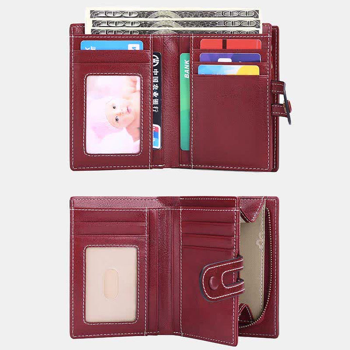 Women's Genuine Leather Bifold RFID Blocking Compact Wallet - image 8