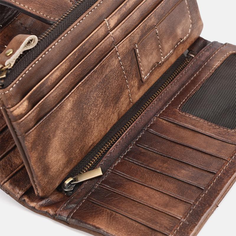 RFID Genuine Leather Long Wallet Purse