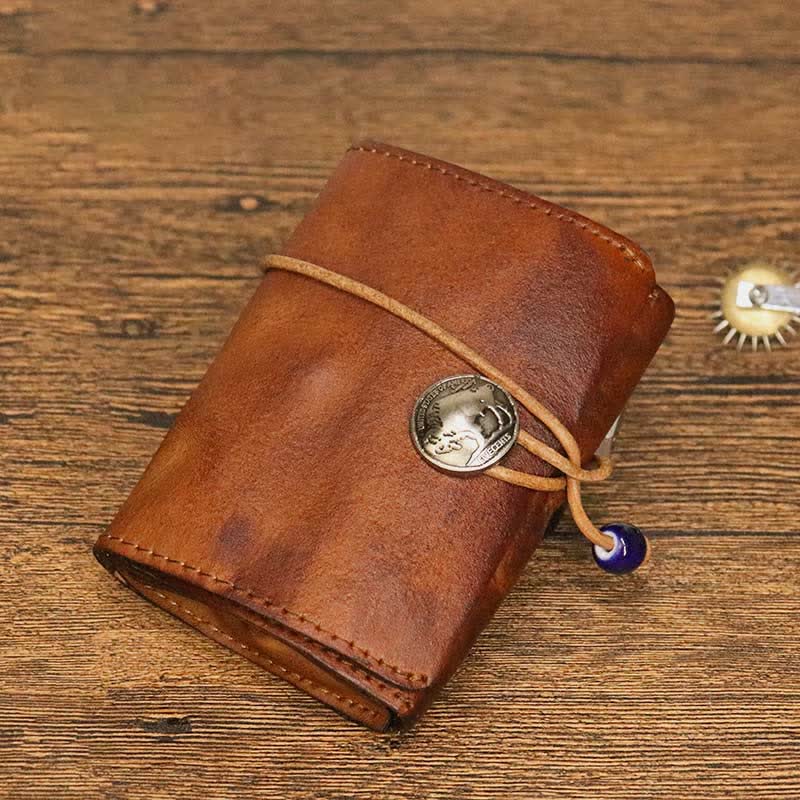Retro Handmade Genuine Leather Card Holder Wallet for Men Women - Peru - image 1