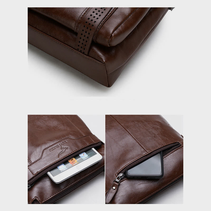 Retro Messenger Bag For Men Vertical Lightweight Crossbody Business Bag