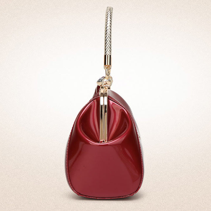 Plain Color Tote Ladies Glossy Patent Leather Crossbody Bag Handbag