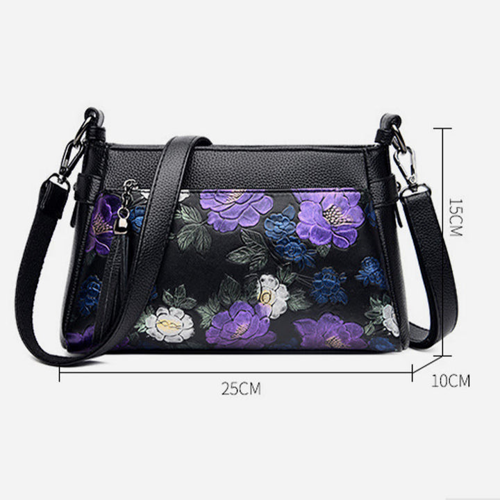 Blooming Floral Crossbody Bag For Women Dragonfly Print Tassel Purse
