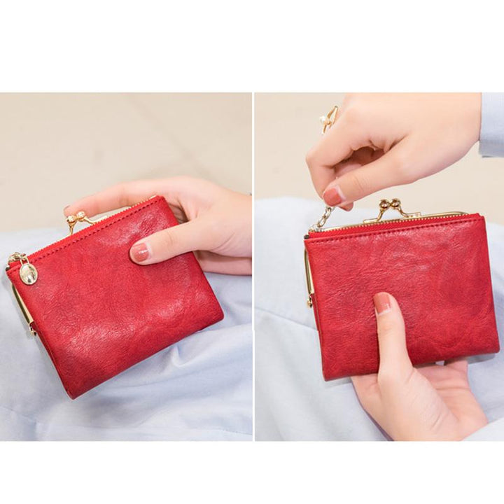 Multifunctional Bifold Vintage Kiss Lock Coin Purse