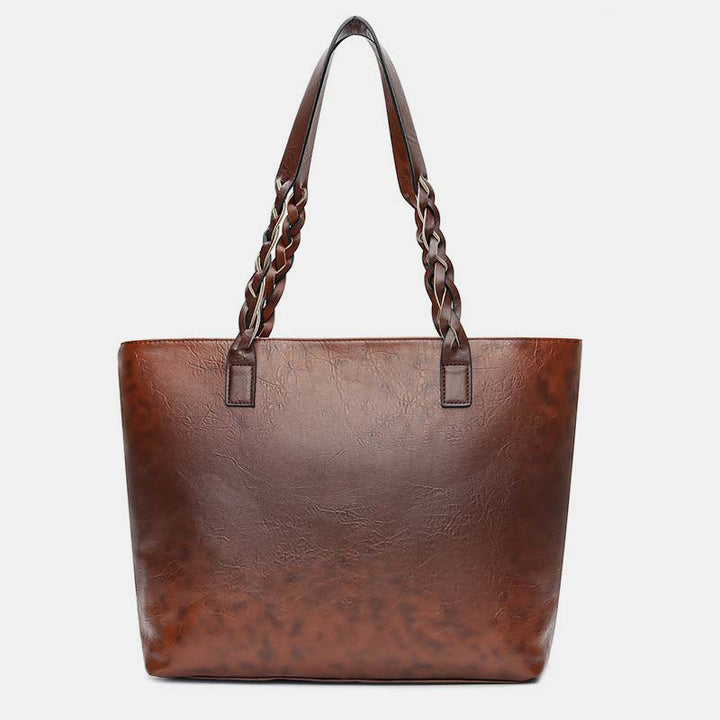 Large Capacity Business Office Handbag Women's Soft PU Tassel Tote Shoulder Bag