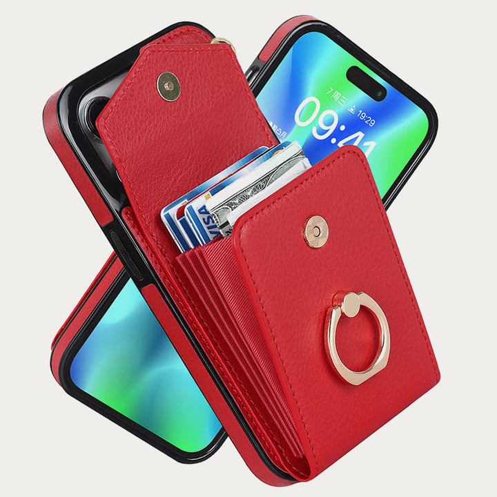 Wallet Phone Case for iPhone Casual Leather Buckle Card Holder