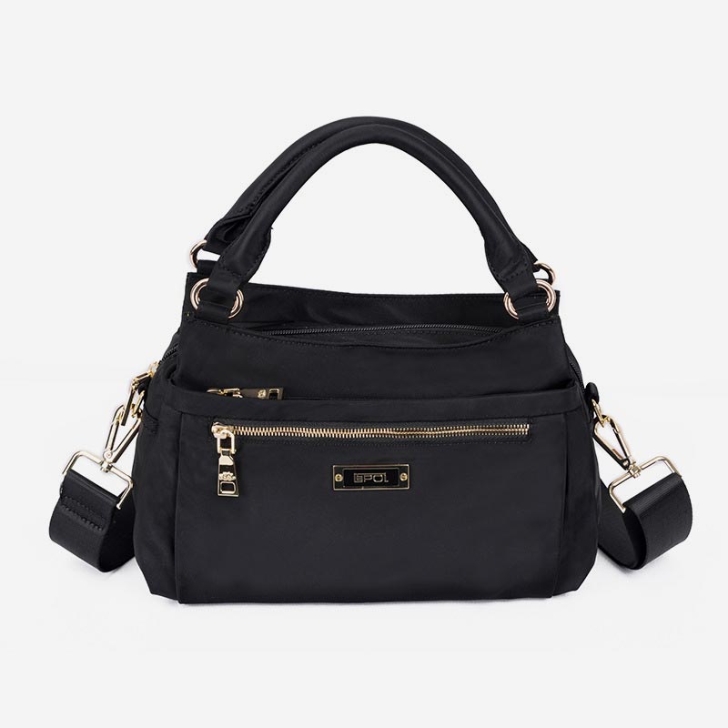 Multi Pocket Oxford Tote Handbag Travel Purse Crossbody Bucket Bag - Black - image 9