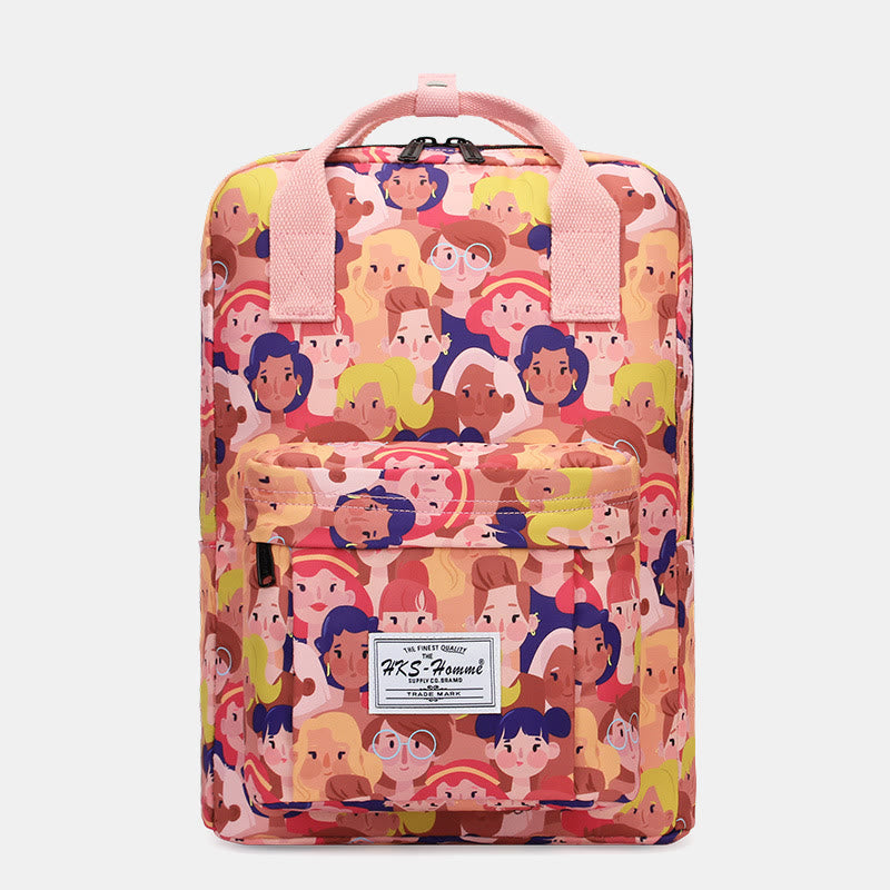 Multicolor Printed Laptop Backpack15.6 Inch College School Bookbag Travel Daypack