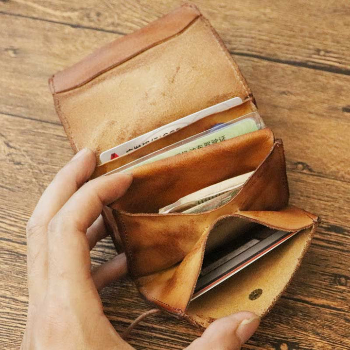 Retro Handmade Genuine Leather Card Holder Wallet for Men Women - image 3