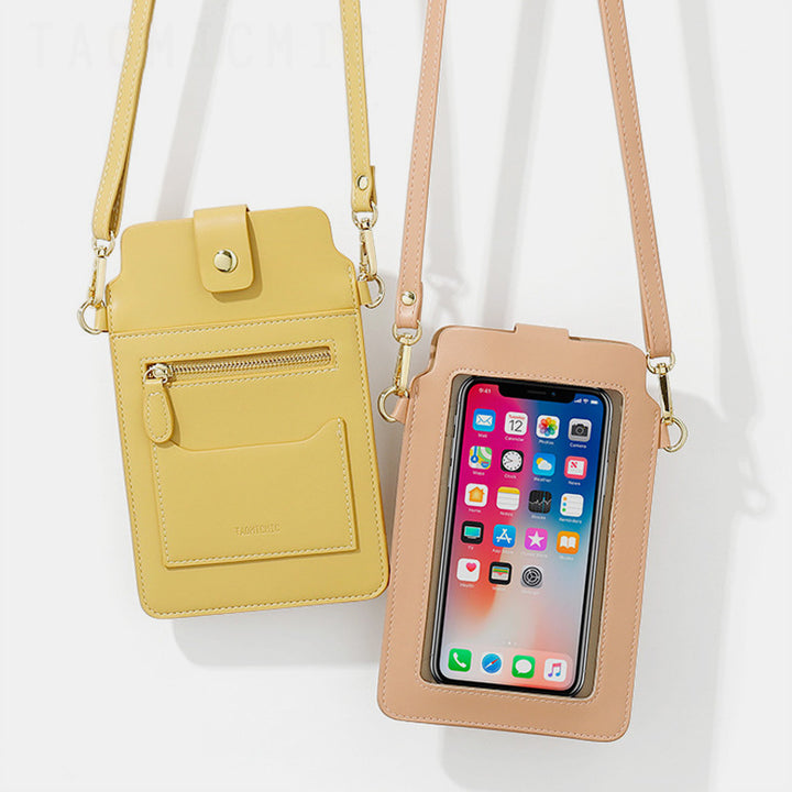 Elegant Crossbody Phone Bag With Touch Screen - Yellow - image 0