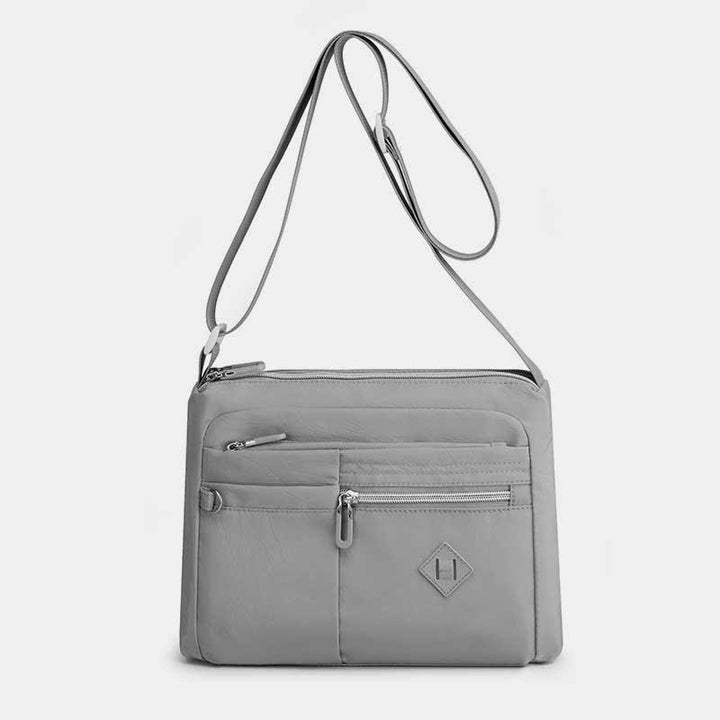 Double Zip Compartment Crossbody Bag for Women Lightweight Multi-Pocket Shoulder Bag