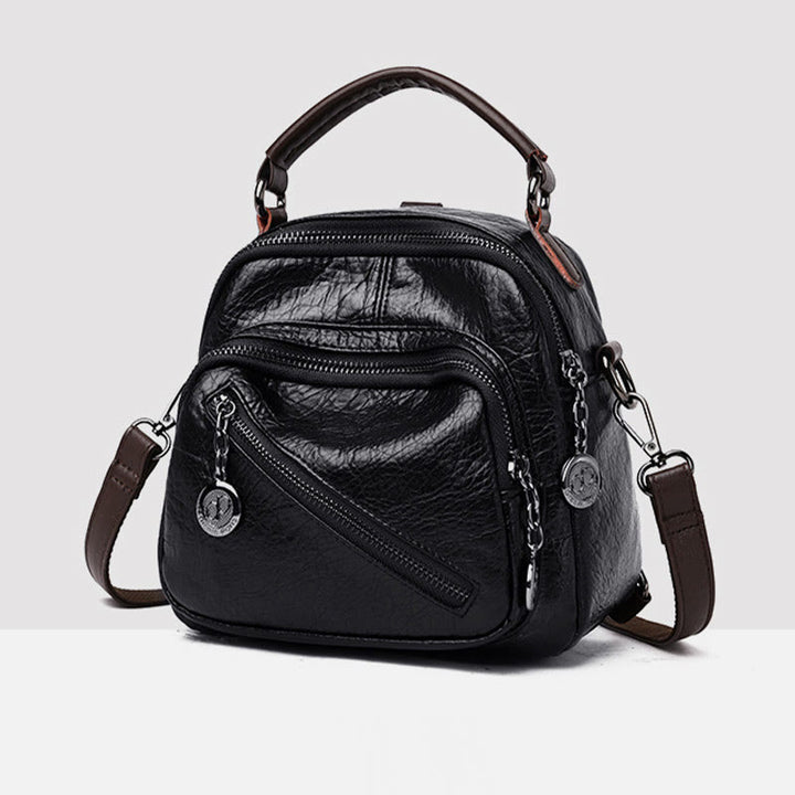 Multi-function Soft Faux Leather Shoulder Bag Convertible Backpack Purse - image 7